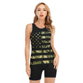 Camouflage American Flag Print Sleeveless One Piece Swimsuit