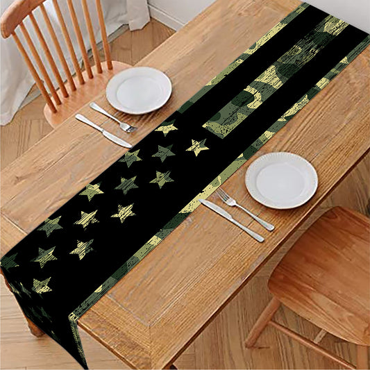 Camouflage American Flag Print Table Runner