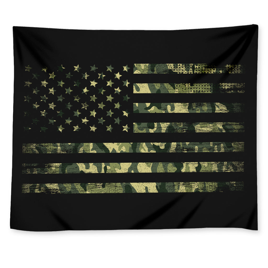 Camouflage American Flag Print Tapestry