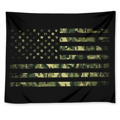 Camouflage American Flag Print Tapestry