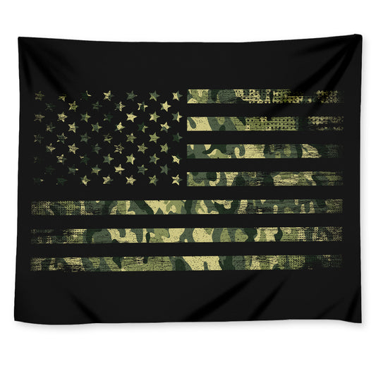 Camouflage American Flag Print Tapestry