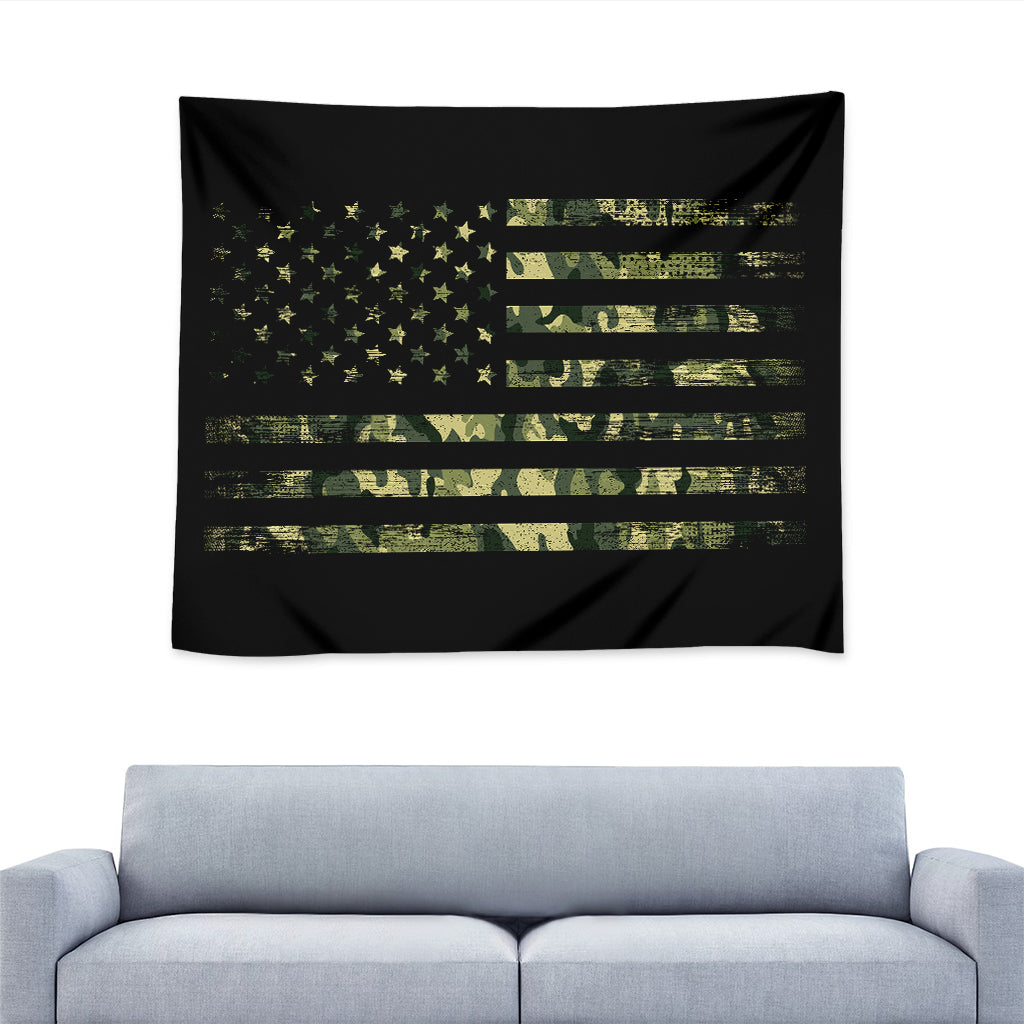 Camouflage American Flag Print Tapestry