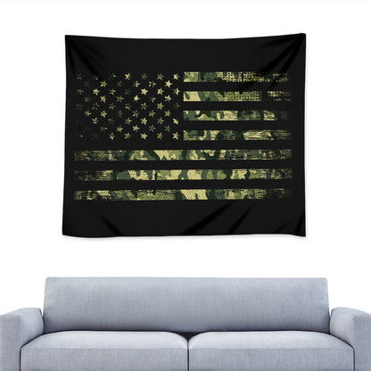 Camouflage American Flag Print Tapestry