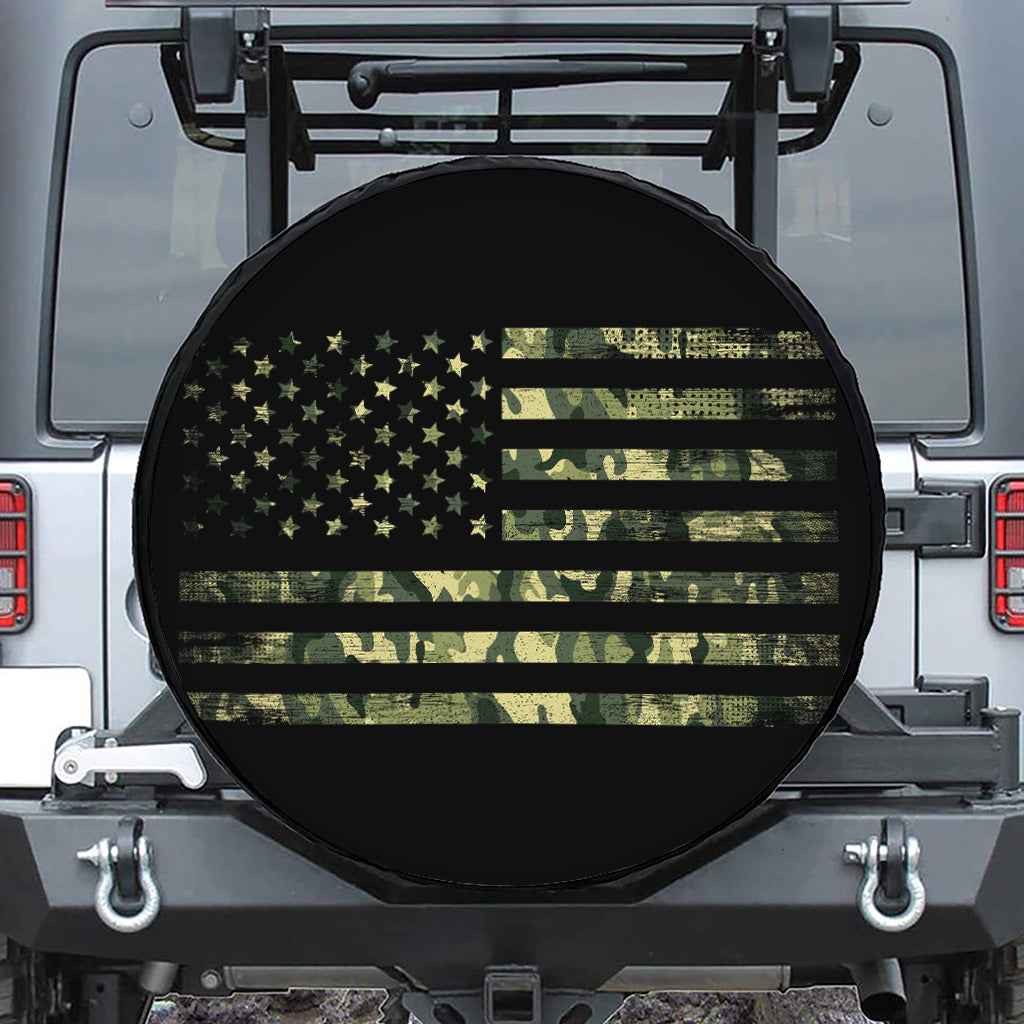 Camouflage American Flag Print Tire Cover