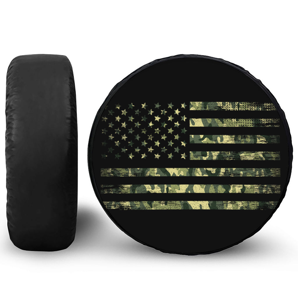 Camouflage American Flag Print Tire Cover