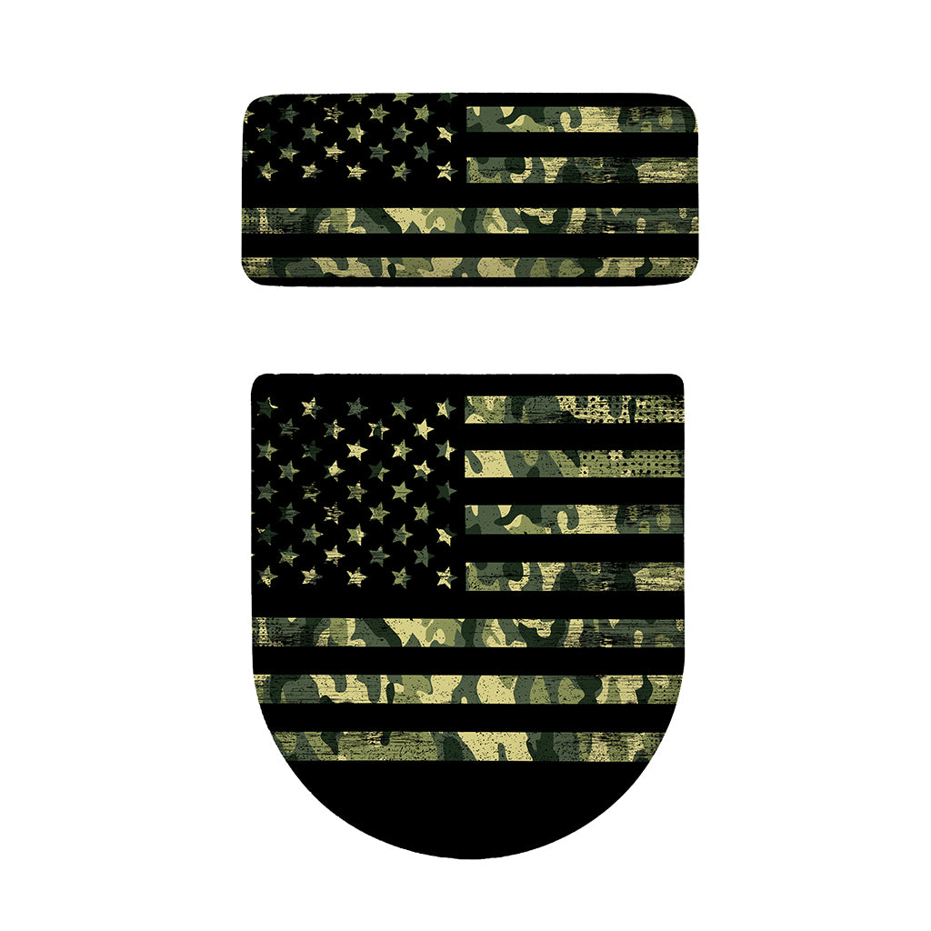 Camouflage American Flag Print Toilet Lid And Tank Cover Set