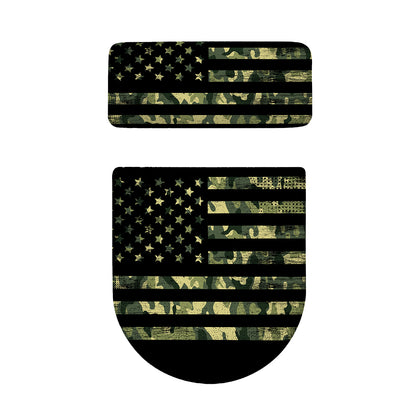 Camouflage American Flag Print Toilet Lid And Tank Cover Set