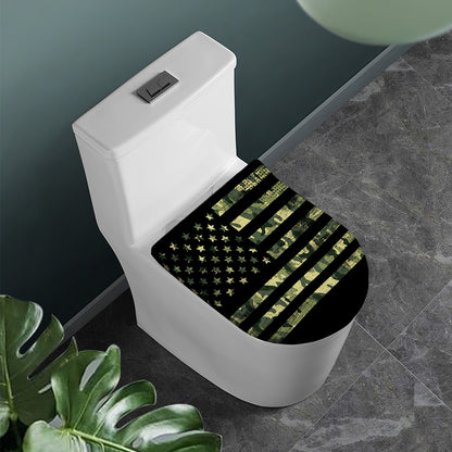 Camouflage American Flag Print Toilet Lid Cover