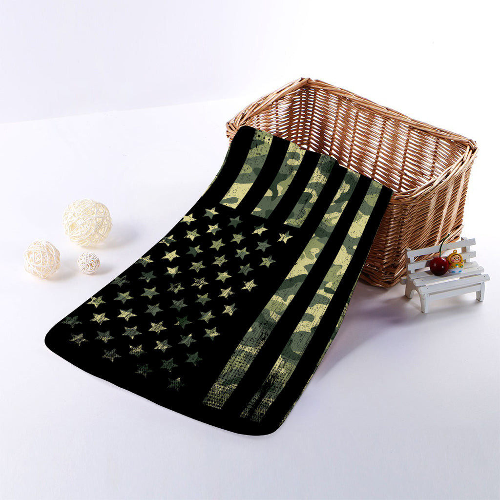 Camouflage American Flag Print Towel
