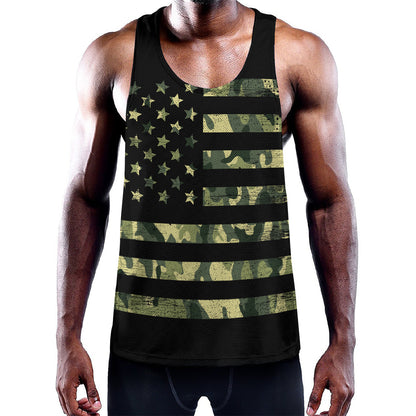 Camouflage American Flag Print Training Tank Top
