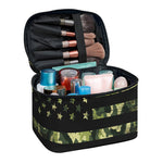 Camouflage American Flag Print Travel Makeup Bag