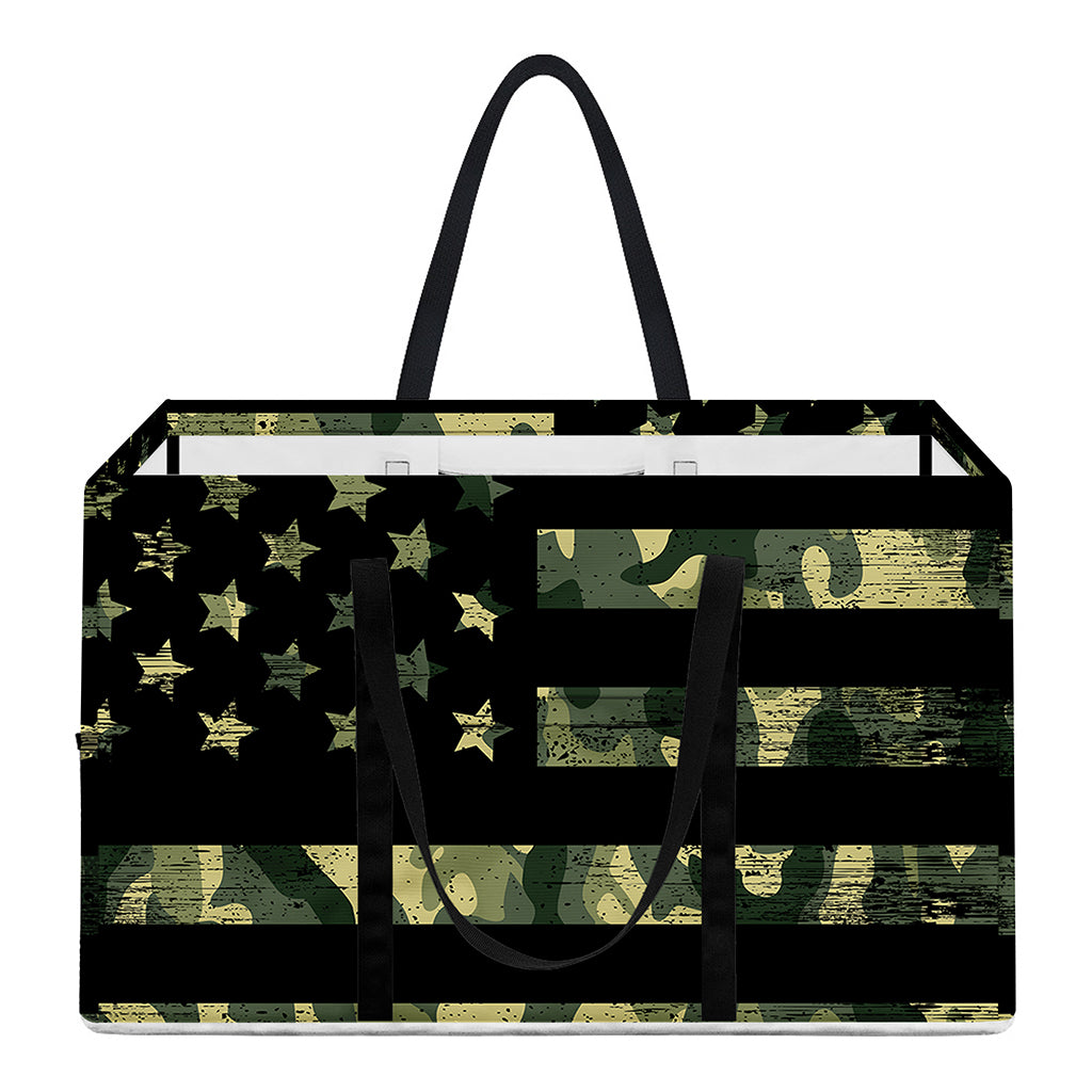 Camouflage American Flag Print Utility Tote Bag