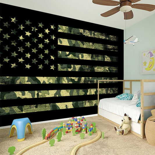 Camouflage American Flag Print Wall Sticker