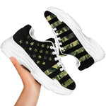 Camouflage American Flag Print White Chunky Shoes