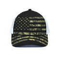Camouflage American Flag Print White Mesh Trucker Hat