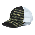 Camouflage American Flag Print White Mesh Trucker Cap