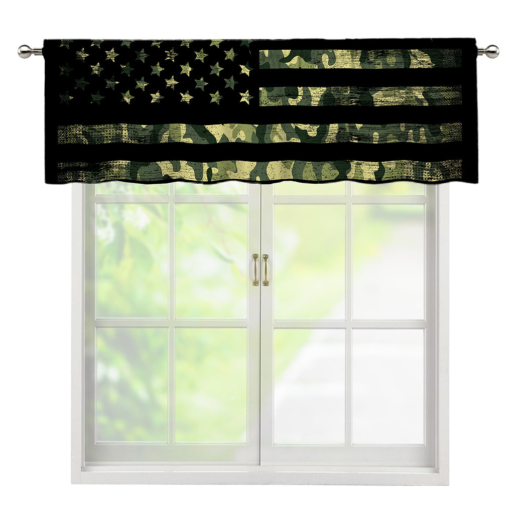 Camouflage American Flag Print Window Valance