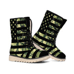 Camouflage American Flag Print Winter Boots