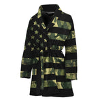 Camouflage American Flag Print Women's Bathrobe