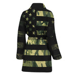 Camouflage American Flag Print Women's Bathrobe