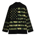 Camouflage American Flag Print Women's Blazer