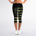 Camouflage American Flag Print Women's Capri Leggings