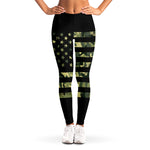 Camouflage American Flag Print Women's Leggings