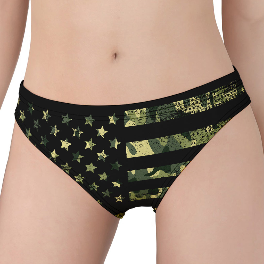 Camouflage American Flag Print Women's Panties