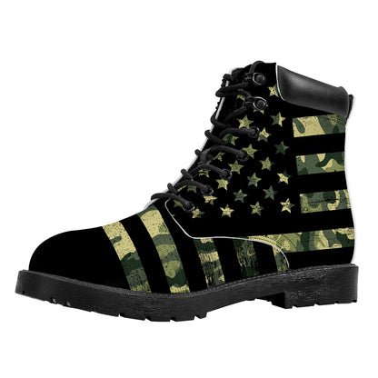Camouflage American Flag Print Work Boots