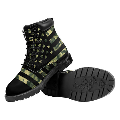 Camouflage American Flag Print Work Boots