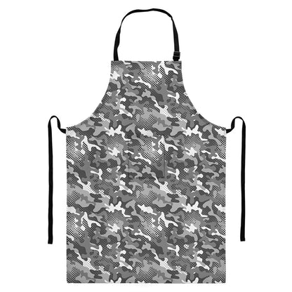 Camouflage Dazzle Pattern Print Bib Apron With Pocket