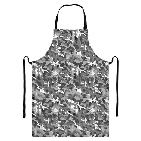 Camouflage Dazzle Pattern Print Bib Apron With Pocket