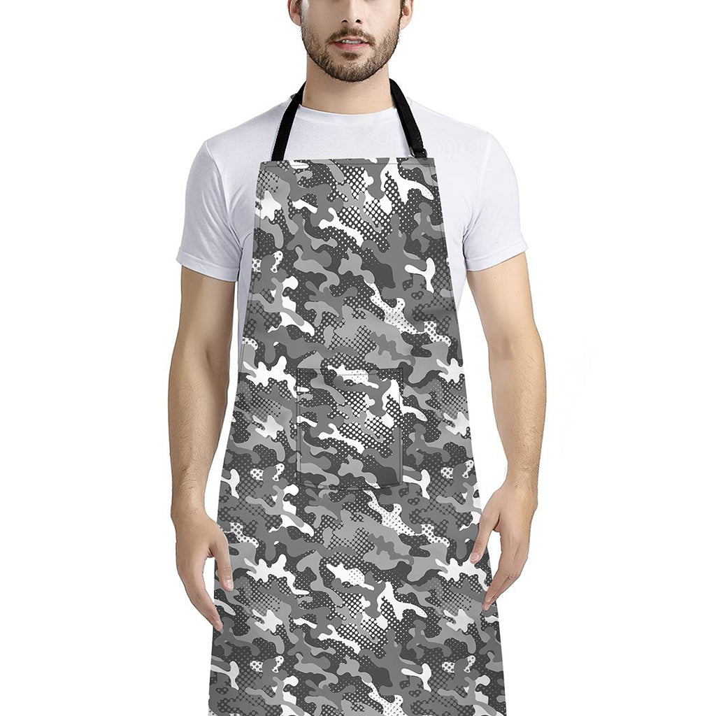 Camouflage Dazzle Pattern Print Bib Apron With Pocket