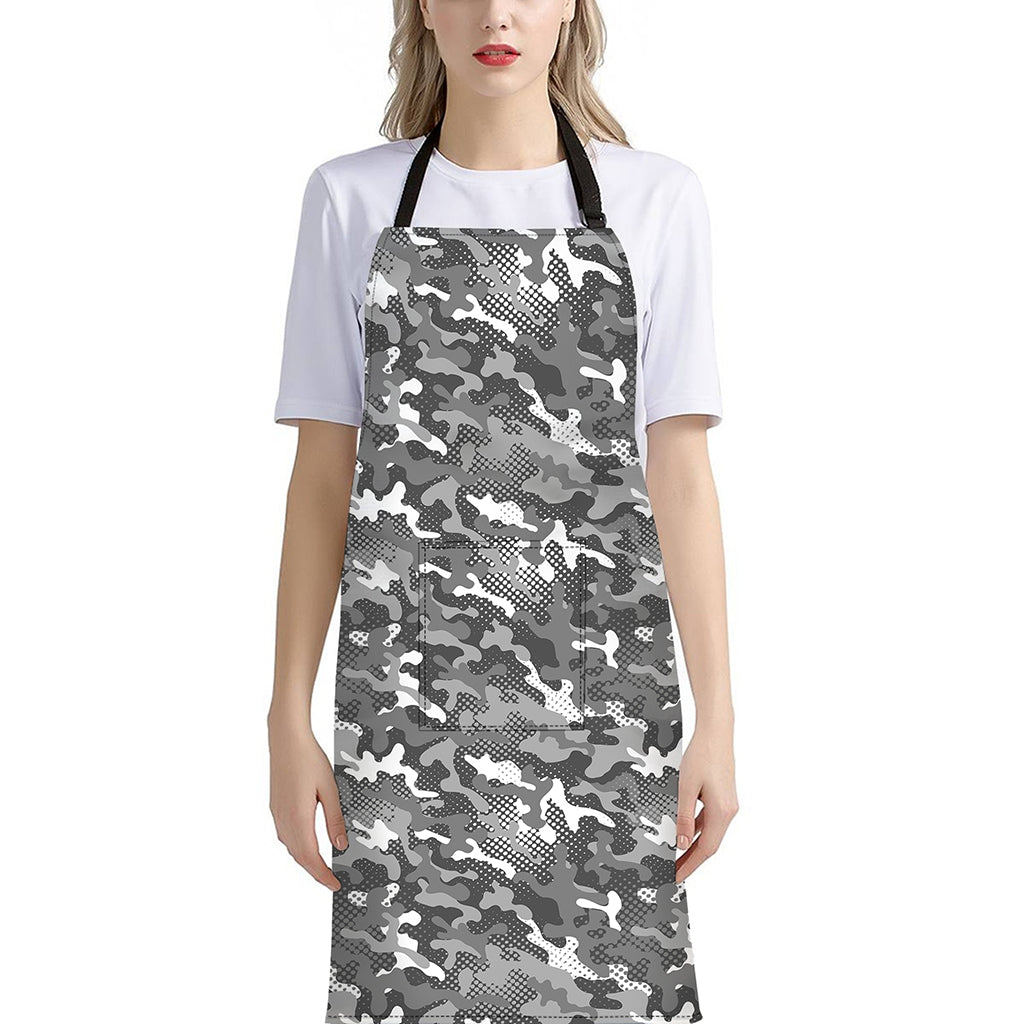 Camouflage Dazzle Pattern Print Bib Apron With Pocket