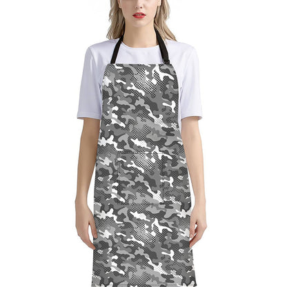 Camouflage Dazzle Pattern Print Bib Apron With Pocket