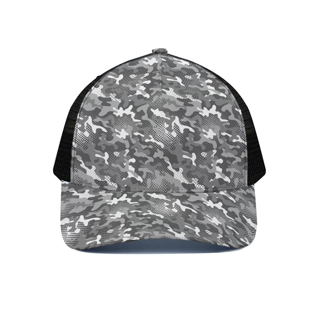 Camouflage Dazzle Pattern Print Black Mesh Trucker Cap