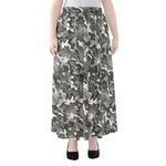 Camouflage Dazzle Pattern Print Chiffon Maxi Skirt