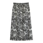 Camouflage Dazzle Pattern Print Cotton Front Slit Maxi Skirt