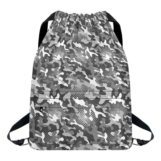 Camouflage Dazzle Pattern Print Drawstring Backpack