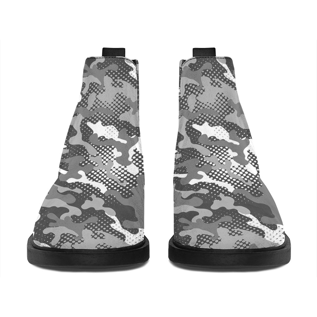 Camouflage Dazzle Pattern Print Flat Ankle Boots