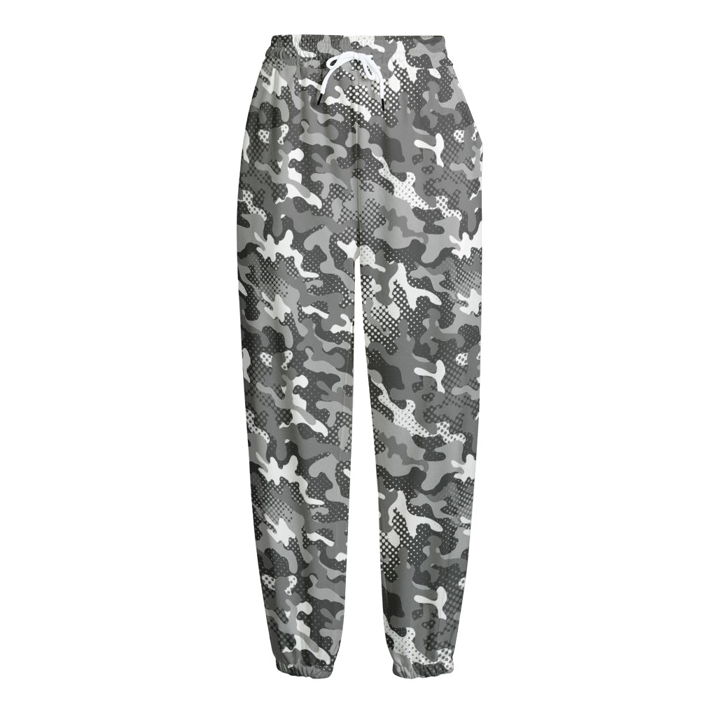Camouflage Dazzle Pattern Print Fleece Lined Knit Pants