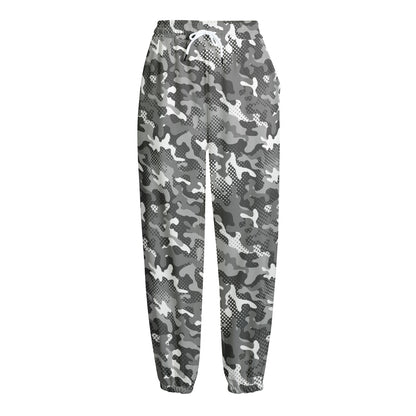 Camouflage Dazzle Pattern Print Fleece Lined Knit Pants