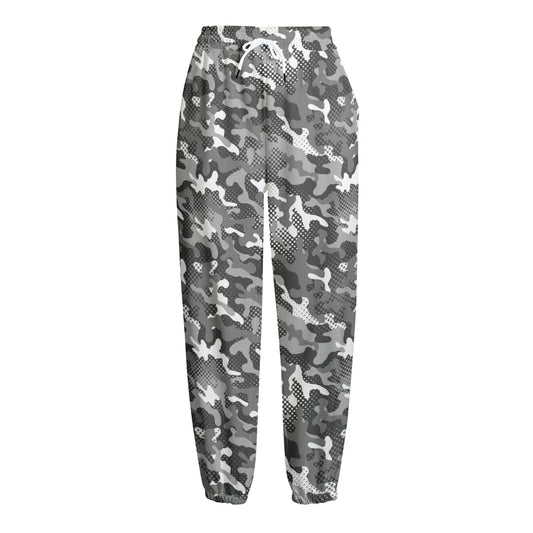 Camouflage Dazzle Pattern Print Fleece Lined Knit Pants