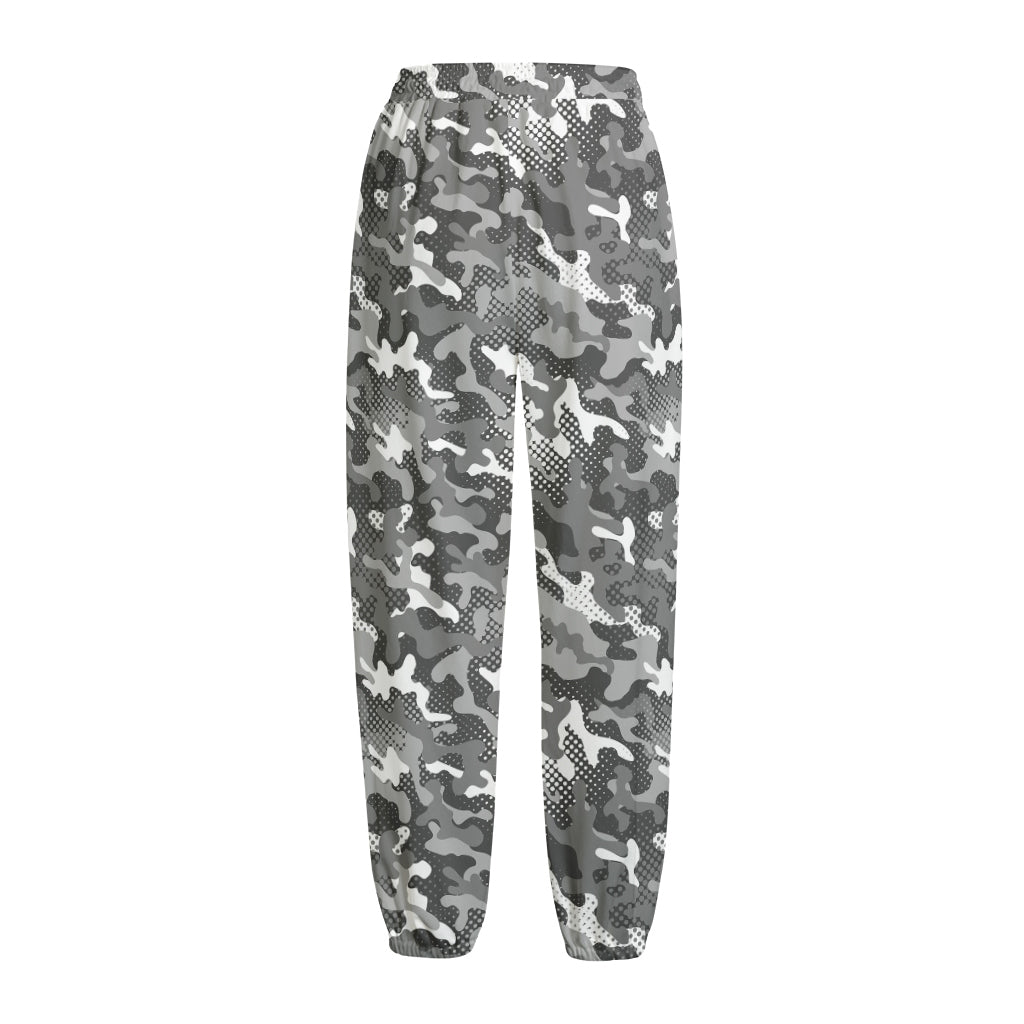 Camouflage Dazzle Pattern Print Fleece Lined Knit Pants