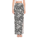 Camouflage Dazzle Pattern Print High Slit Maxi Skirt
