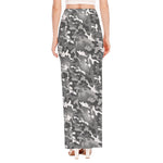 Camouflage Dazzle Pattern Print High Slit Maxi Skirt