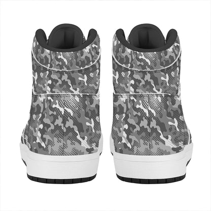 Camouflage Dazzle Pattern Print High Top Leather Sneakers