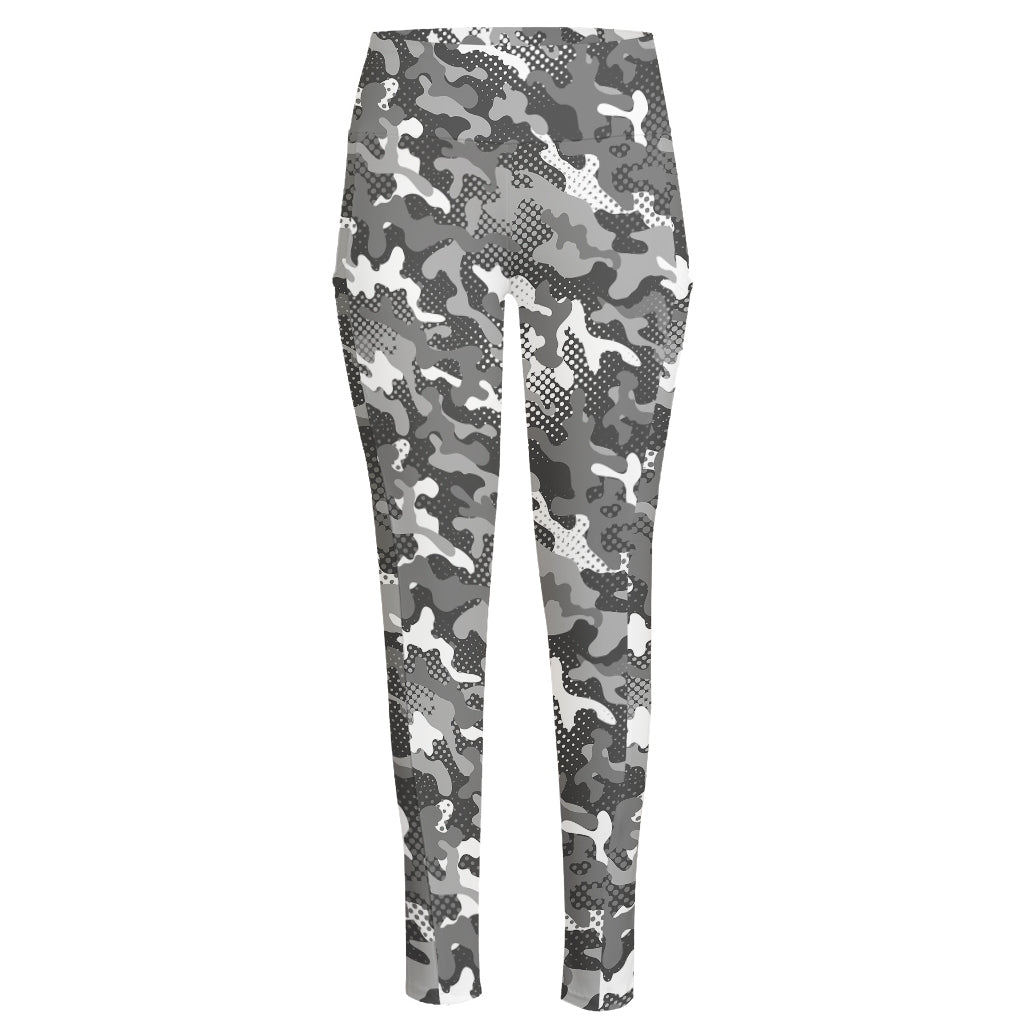 Camouflage Dazzle Pattern Print High-Waisted Pocket Leggings
