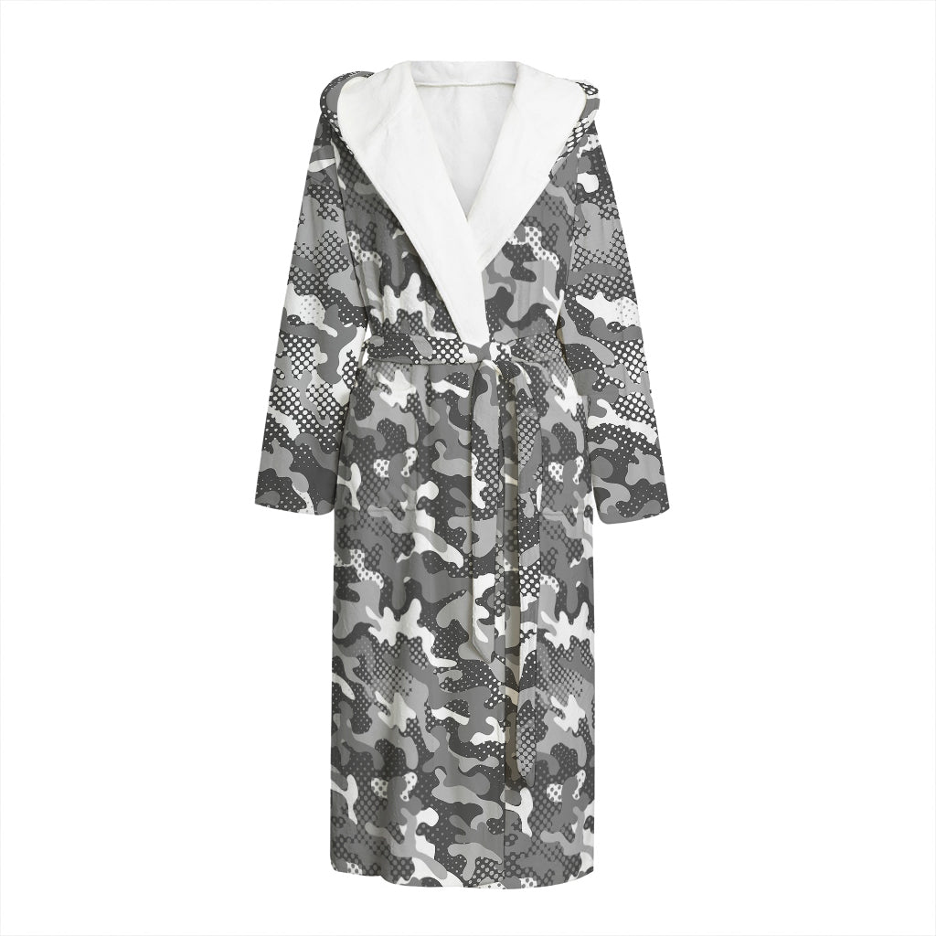 Camouflage Dazzle Pattern Print Hooded Bathrobe