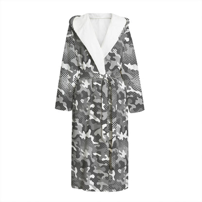 Camouflage Dazzle Pattern Print Hooded Bathrobe